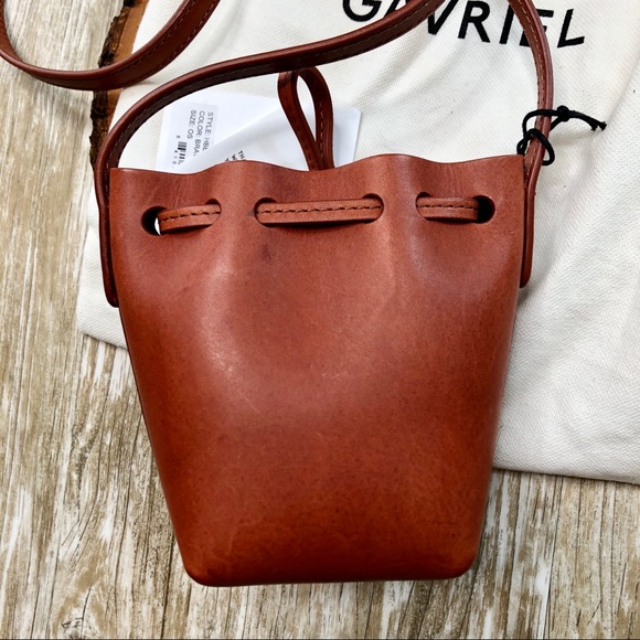 NWT MANSUR GAVRIEL Baby Bucket Bag Brandy Leather - Picture 7 of 15